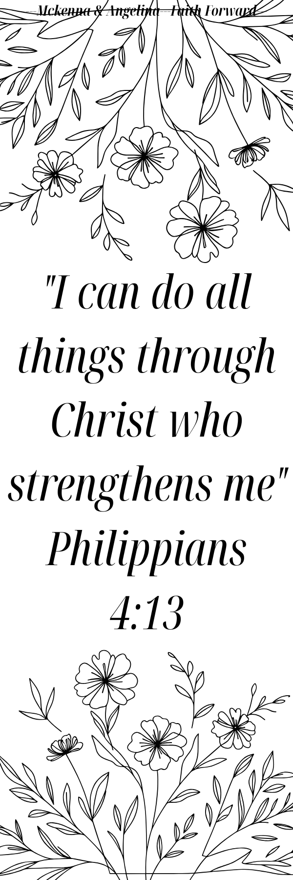 A bookmark featuring the verse Philippians 4:13.